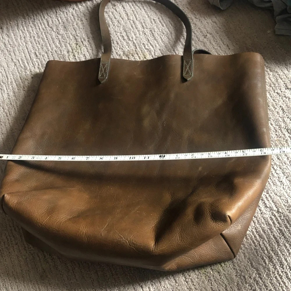 Madewell chocolate brown leather tote, big 18” x 18” x 6” never used # F2359